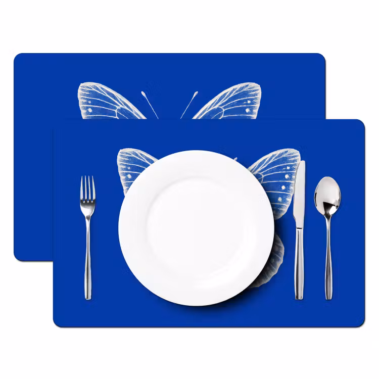 Placemat - 6 stuks - Vlinder - Wit - Getekend - Stippen — 2