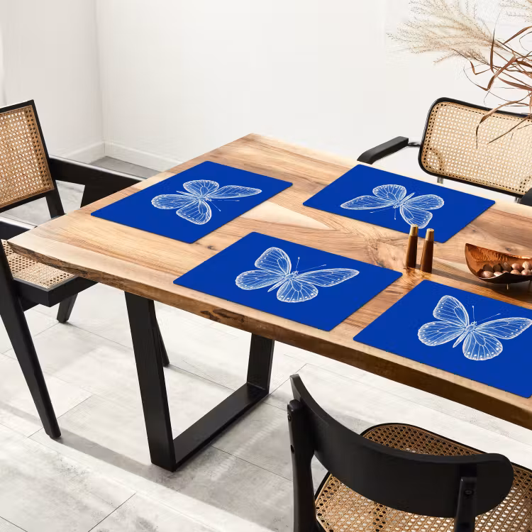 Placemat - 6 stuks - Vlinder - Wit - Getekend - Stippen — 5
