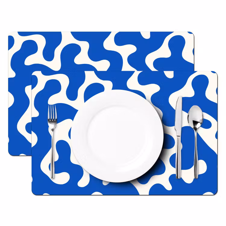 Placemat - 6 stuks - Vormen - Abstract - Blauw - Golven — 2