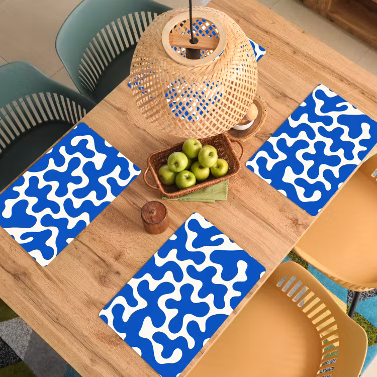 Placemat - 6 stuks - Vormen - Abstract - Blauw - Golven — 6