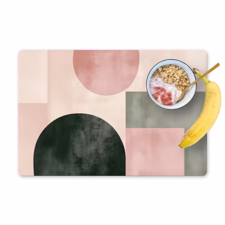 Placemat - 6 stuks - Vormen - Abstract - Cirkel - Zwart — 1