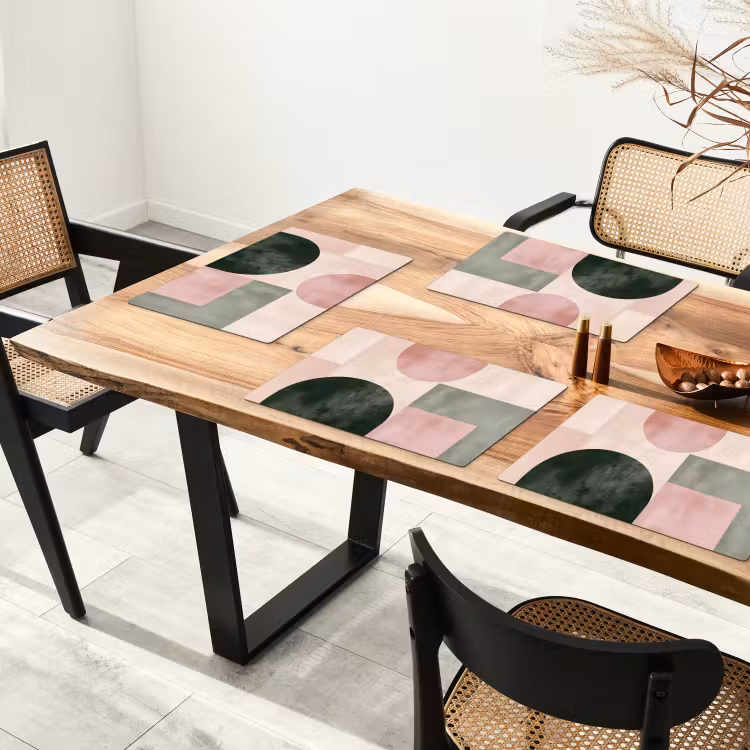 Placemat - 6 stuks - Vormen - Abstract - Cirkel - Zwart — 5