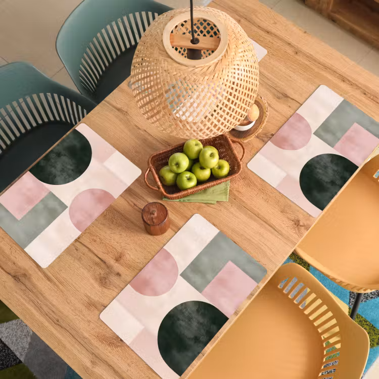 Placemat - 6 stuks - Vormen - Abstract - Cirkel - Zwart — 6