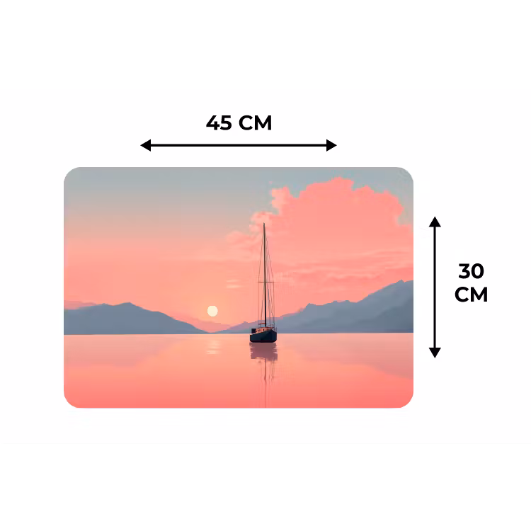 Placemat - 6 stuks - Zeilboot - Roze zee - Zonsondergang - Bergen — 3