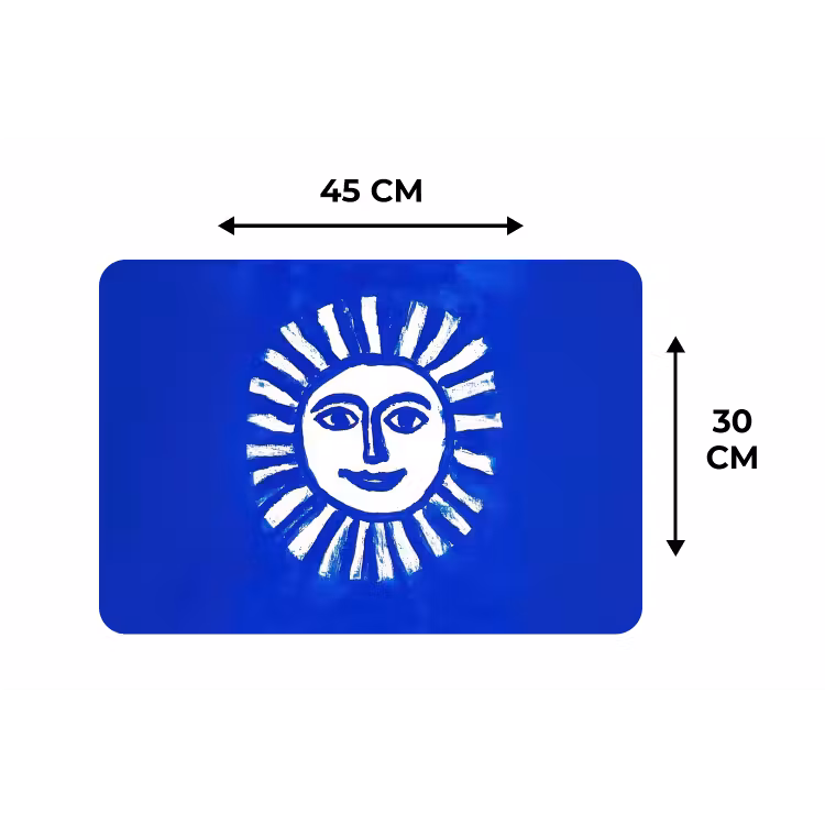 Placemat - 6 stuks - Zon - Gezicht - Penseelstructuur - Blauw — 3
