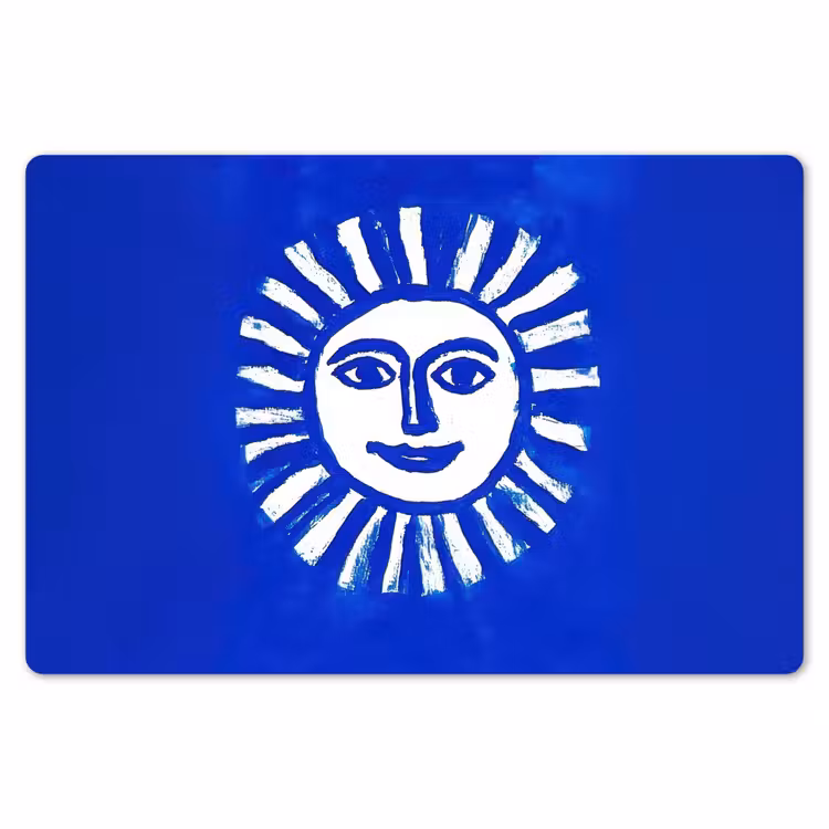 Placemat - 6 stuks - Zon - Gezicht - Penseelstructuur - Blauw — 7