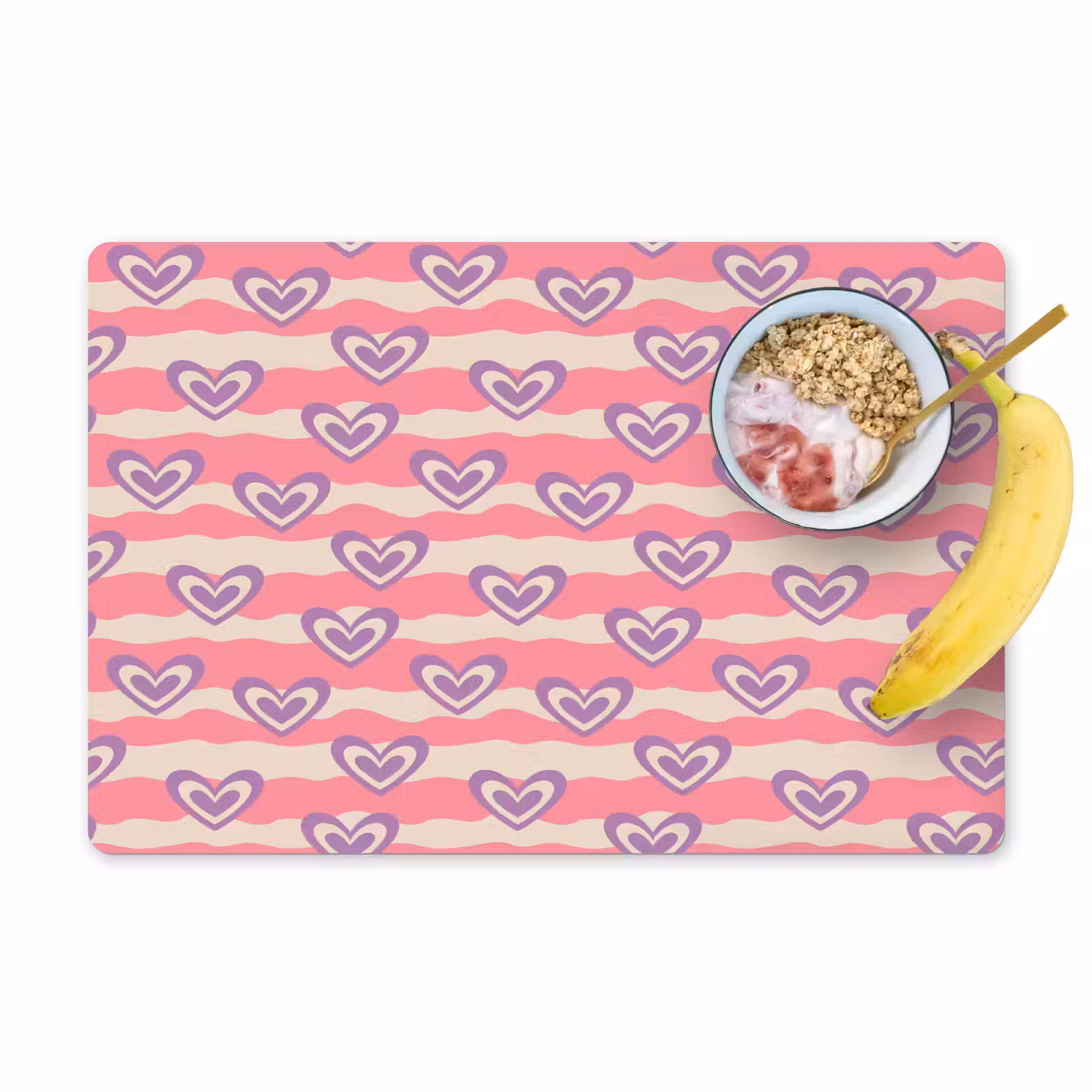 Placemat - 6 stuks - Golven - Patroon - Hartjes - Retro — 1