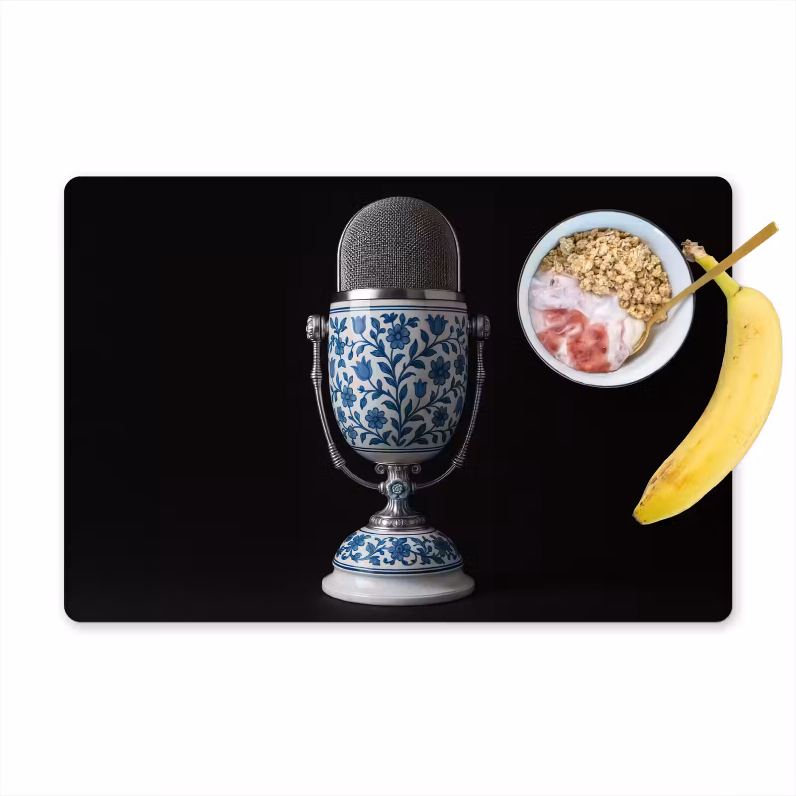 Placemat - 6 stuks - Microfoon - Delfts blauw - Muziek — 1