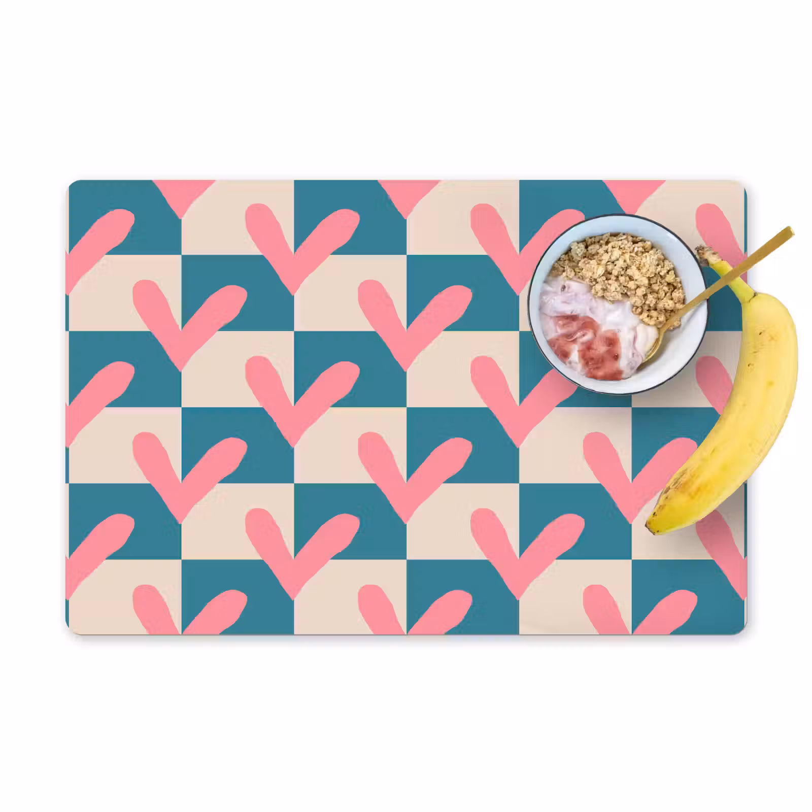 Placemat - 6 stuks - Vlakken - Hartjes - Patroon - Retro — 1