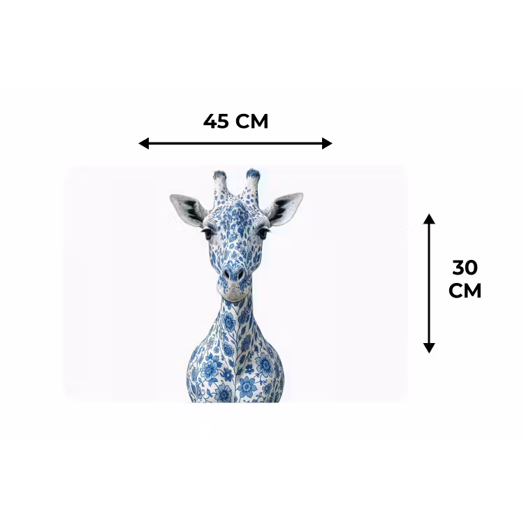 Placemat - 6 stuks - Giraffe - Delfts blauw - Dieren - Minimalistisch — 3