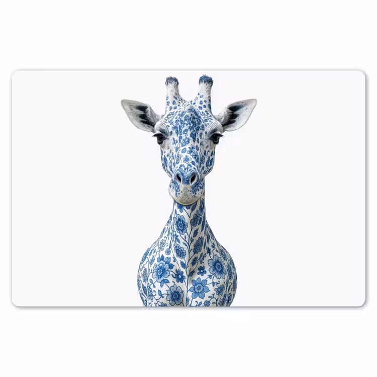 Placemat - 6 stuks - Giraffe - Delfts blauw - Dieren - Minimalistisch — 7