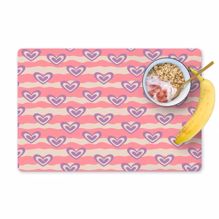 Placemat - 6 stuks - Golven - Patroon - Hartjes - Retro — 1