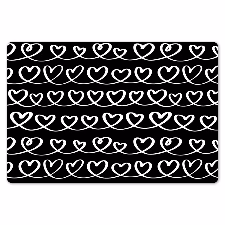 Placemat - 6 stuks - Harten - Verweven - Zwart - Wit — 7