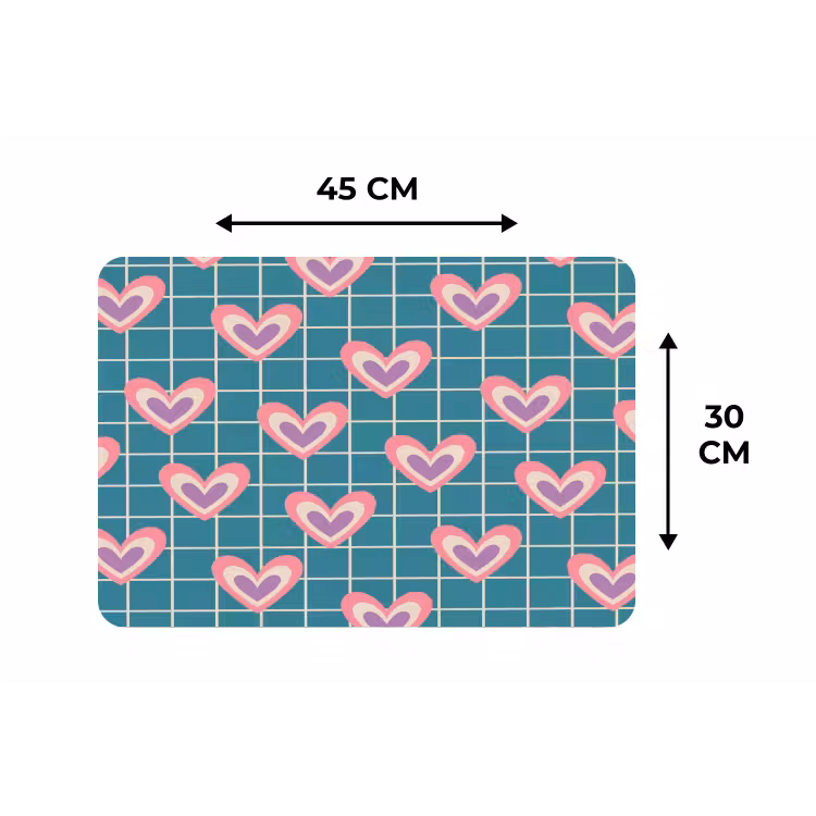 Placemat - 6 stuks - Hartjes - Raster - Patroon - Blauw — 3