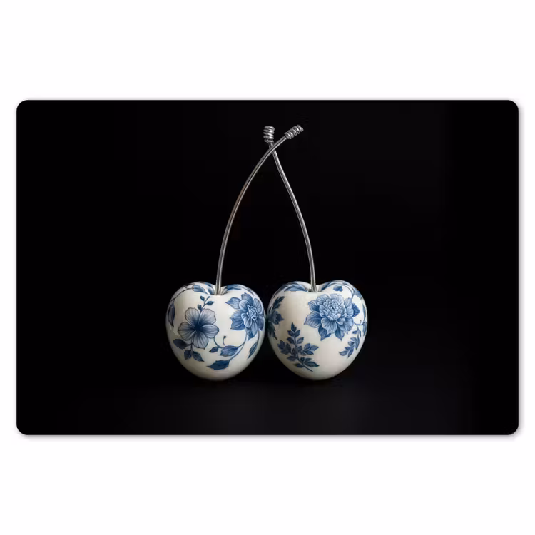 Placemat - 6 stuks - Kersen - Delfts blauw - Fruit — 7