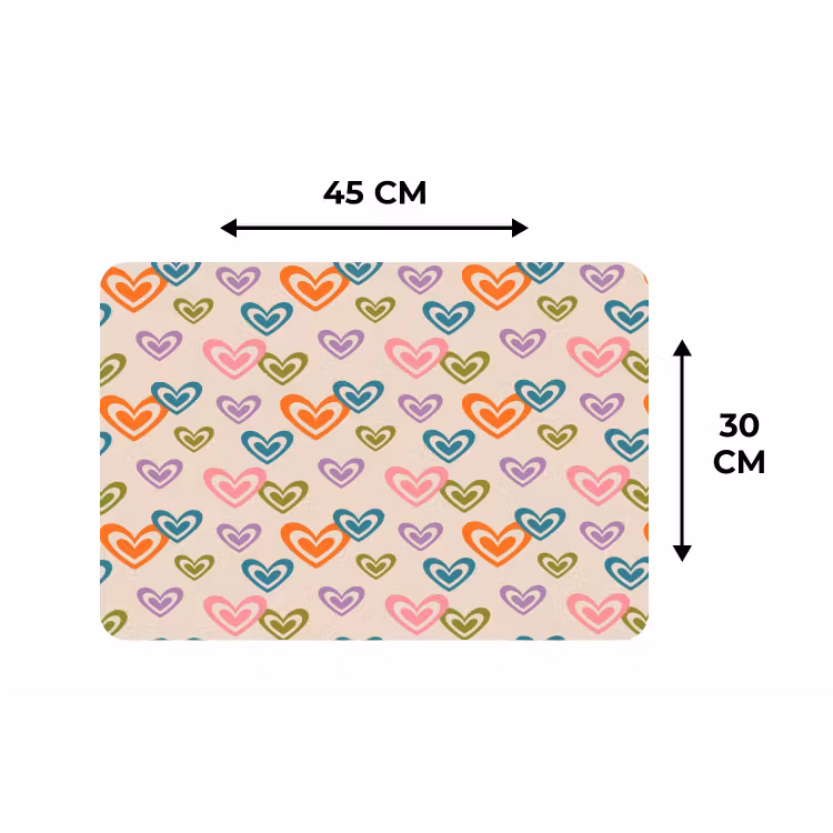 Placemat - 6 stuks - Kleurrijk - Hartjes - Patroon - Beige — 3