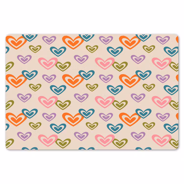 Placemat - 6 stuks - Kleurrijk - Hartjes - Patroon - Beige — 7