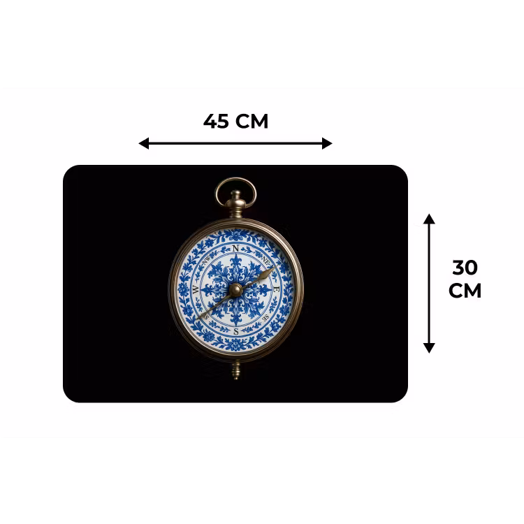 Placemat - 6 stuks - Kompas - Delfts blauw - Zwart — 3