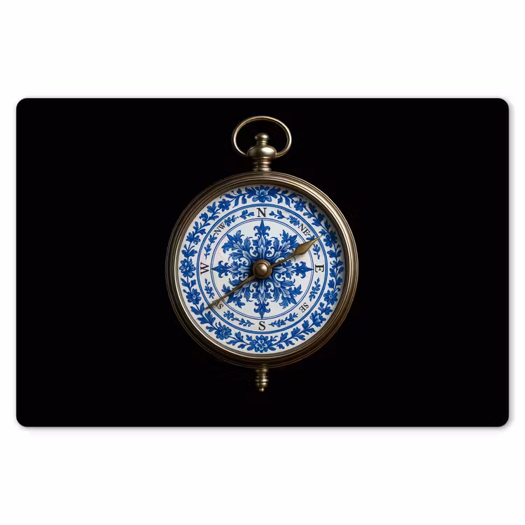Placemat - 6 stuks - Kompas - Delfts blauw - Zwart — 7