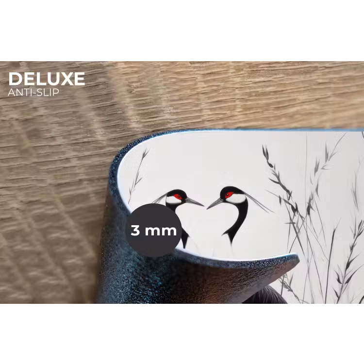 Placemat - 6 stuks - Kraanvogels - Gras - Hartvorm - Zwart — 4