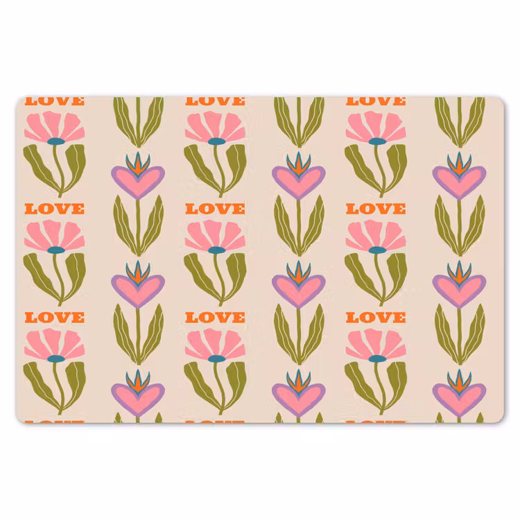 Placemat - 6 stuks - Love - Patroon - Bloemen - Hartjes — 7