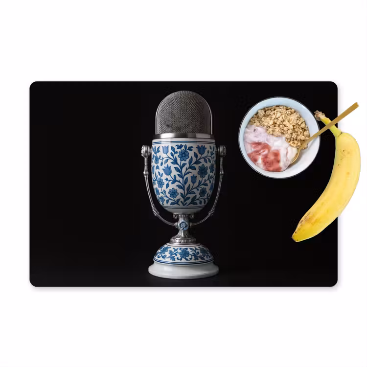 Placemat - 6 stuks - Microfoon - Delfts blauw - Muziek — 1