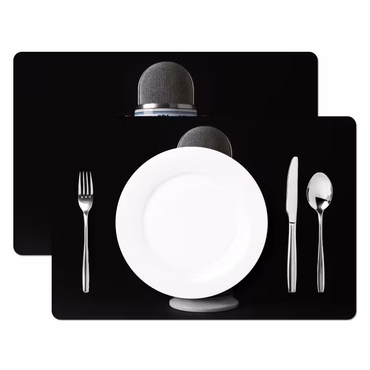Placemat - 6 stuks - Microfoon - Delfts blauw - Muziek — 2