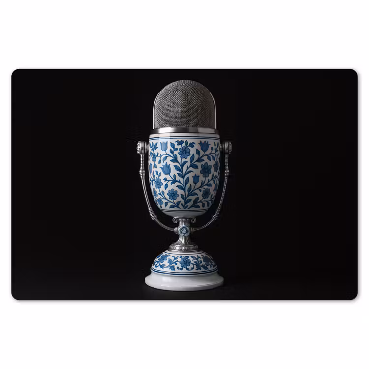 Placemat - 6 stuks - Microfoon - Delfts blauw - Muziek — 7