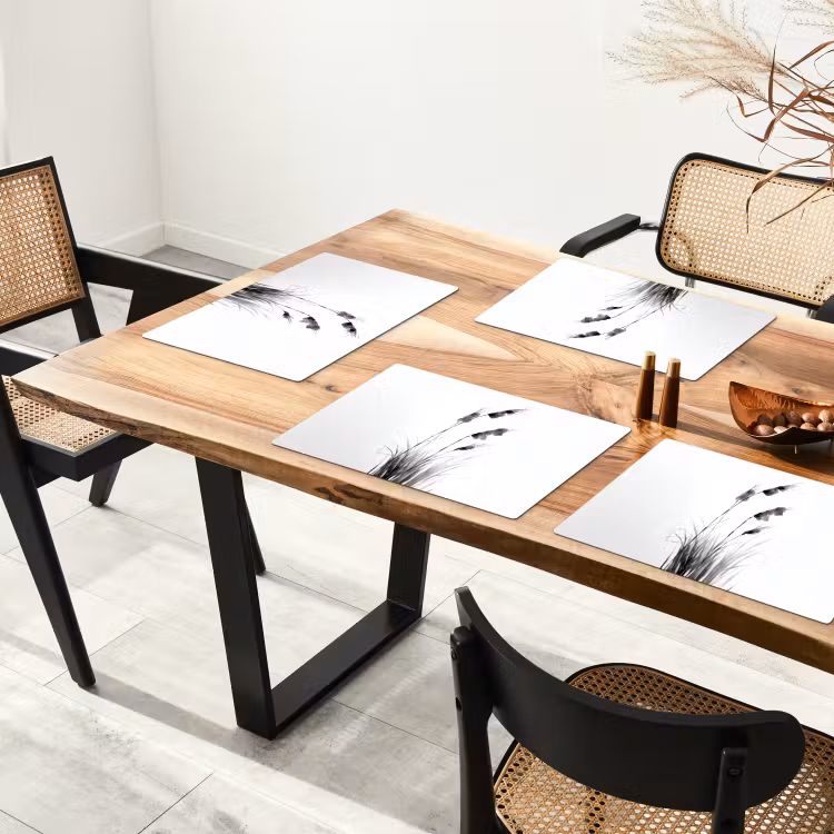 Placemat - 6 stuks - Minimalistisch - Stelen - Wit — 5
