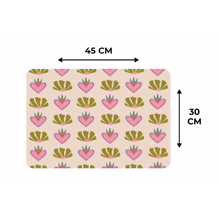 Placemat - 6 stuks - Patroon - Beige - Hartjes - Bloemen — 3
