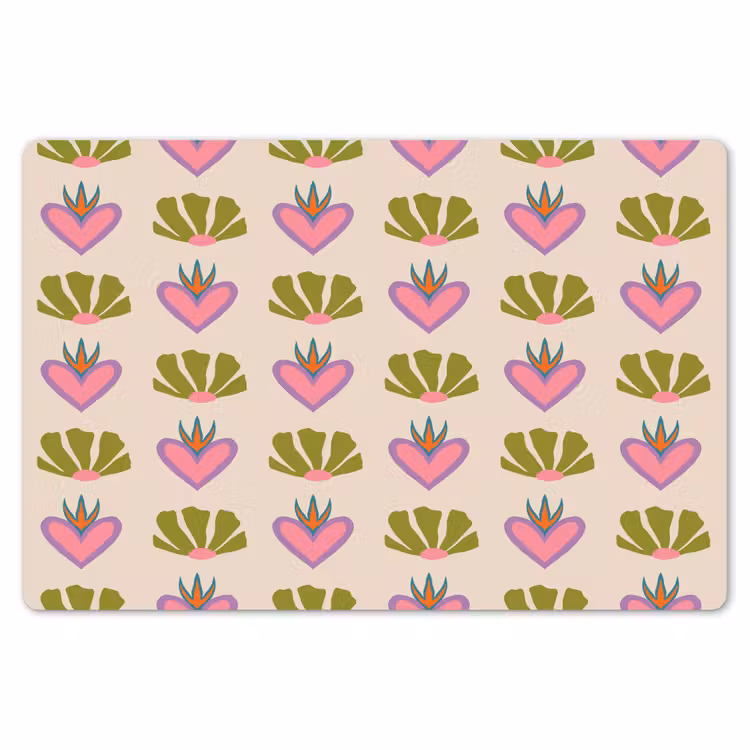 Placemat - 6 stuks - Patroon - Beige - Hartjes - Bloemen — 7