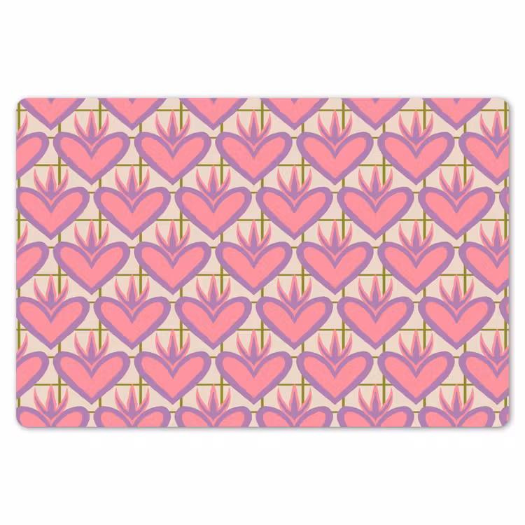 Placemat - 6 stuks - Patroon - Roze - Hartjes — 7