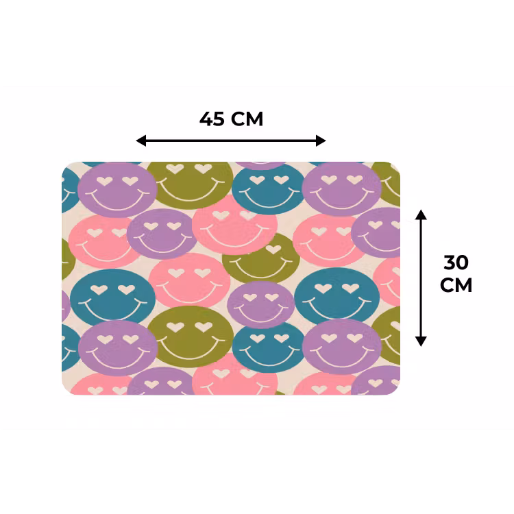 Placemat - 6 stuks - Patroon - Smiley - Kleurrijk - Hartjes — 3