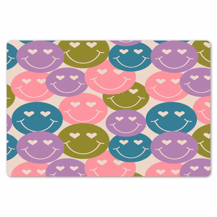 Placemat - 6 stuks - Patroon - Smiley - Kleurrijk - Hartjes — 7