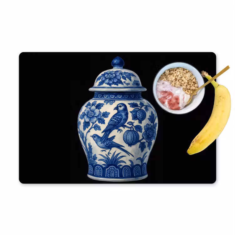 Placemat - 6 stuks - Pot - Delfts Blauw - Bloemen — 1