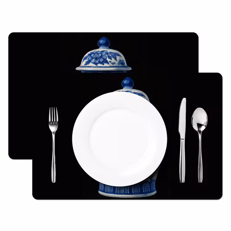 Placemat - 6 stuks - Pot - Delfts Blauw - Bloemen — 2