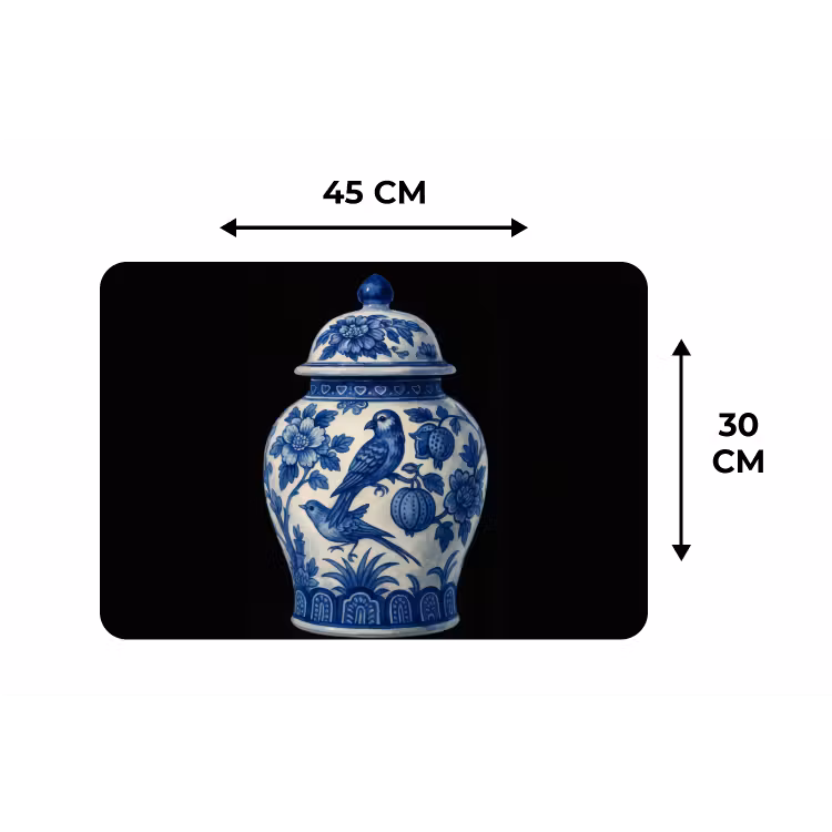 Placemat - 6 stuks - Pot - Delfts Blauw - Bloemen — 3