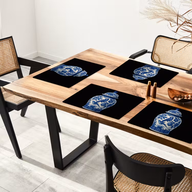 Placemat - 6 stuks - Pot - Delfts Blauw - Bloemen — 5