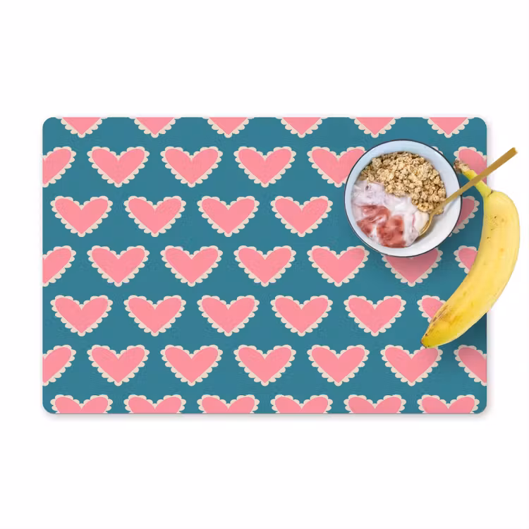 Placemat - 6 stuks - Retro - Hartjes - Patroon — 1