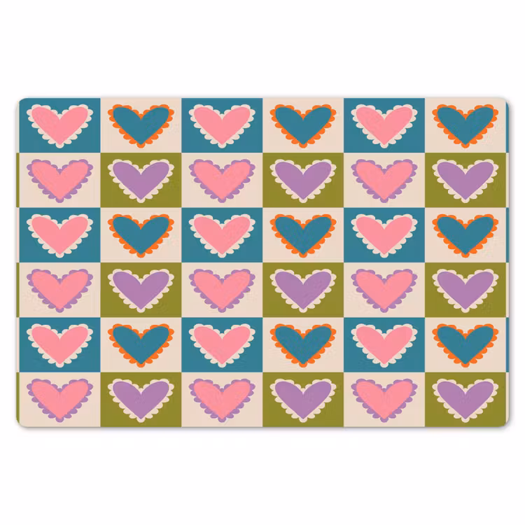 Placemat - 6 stuks - Retro - Kleuren - Patroon - Hartjes — 7