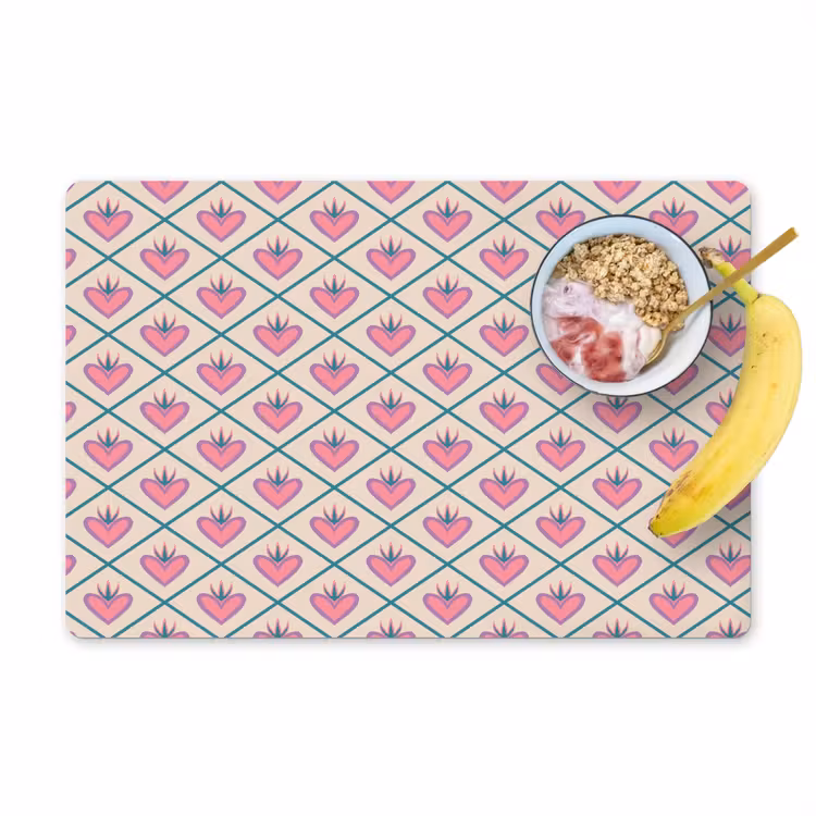 Placemat - 6 stuks - Retro - Ruit - Hartjes - Patroon — 1