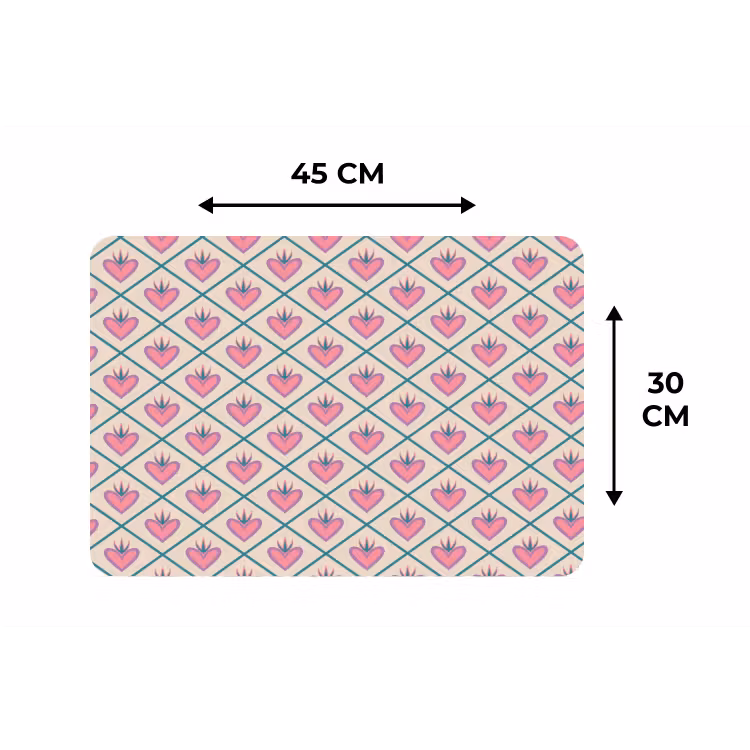 Placemat - 6 stuks - Retro - Ruit - Hartjes - Patroon — 3
