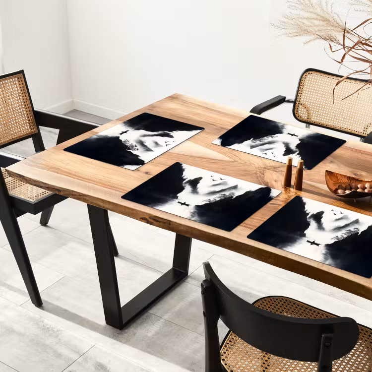 Placemat - 6 stuks - Roeiboot - Mistig - Bergen - Vogels — 5