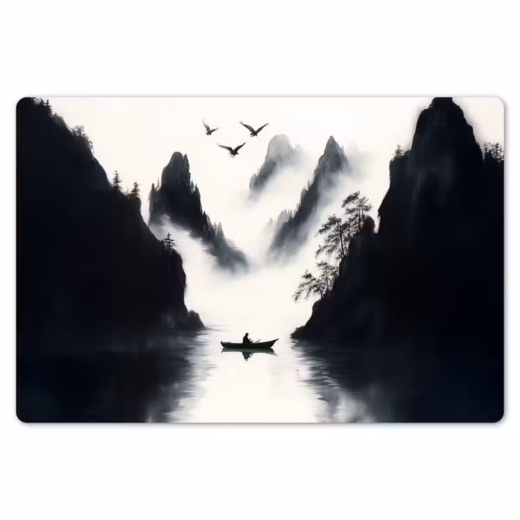 Placemat - 6 stuks - Roeiboot - Mistig - Bergen - Vogels — 7