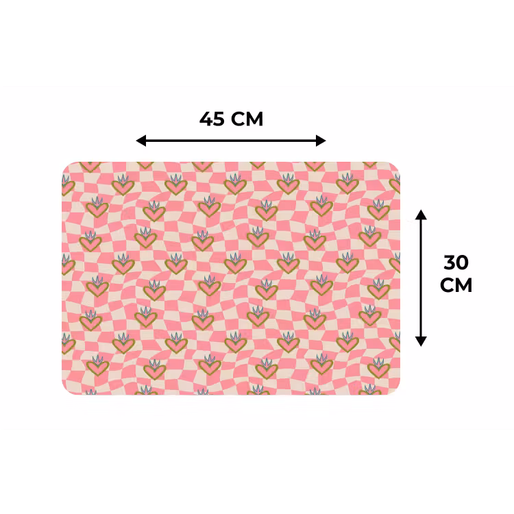 Placemat - 6 stuks - Roze - Retro - Patroon - Geblokt — 3