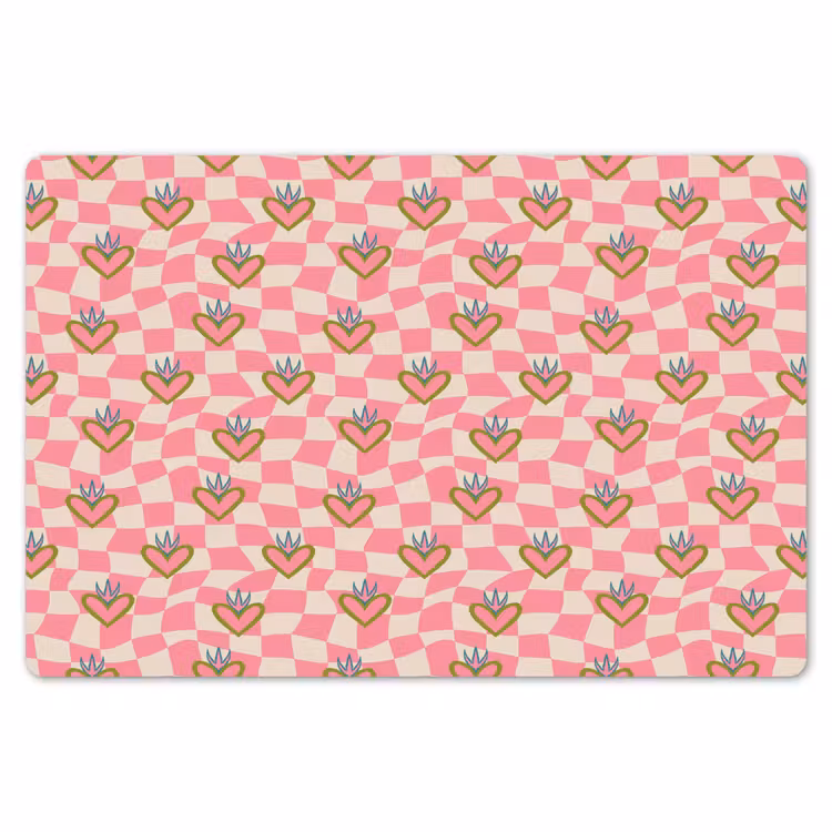 Placemat - 6 stuks - Roze - Retro - Patroon - Geblokt — 7