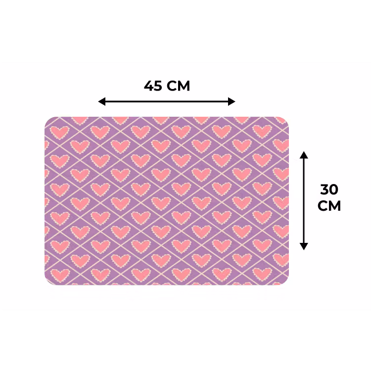Placemat - 6 stuks - Ruit - Patroon - Paars - Hartjes — 3