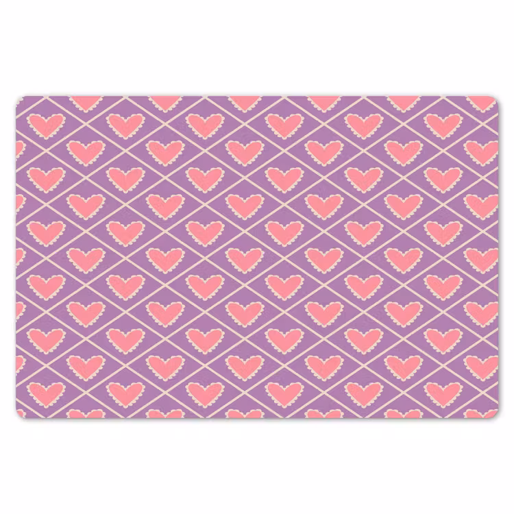 Placemat - 6 stuks - Ruit - Patroon - Paars - Hartjes — 7