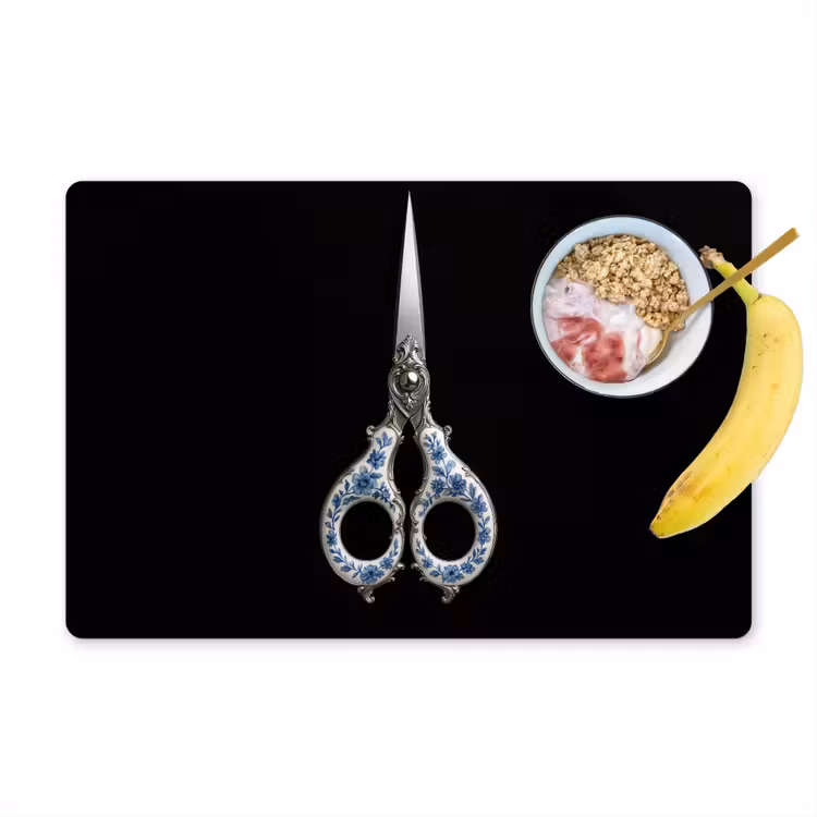 Placemat - 6 stuks - Schaar - Delfts blauw - Zwart — 1
