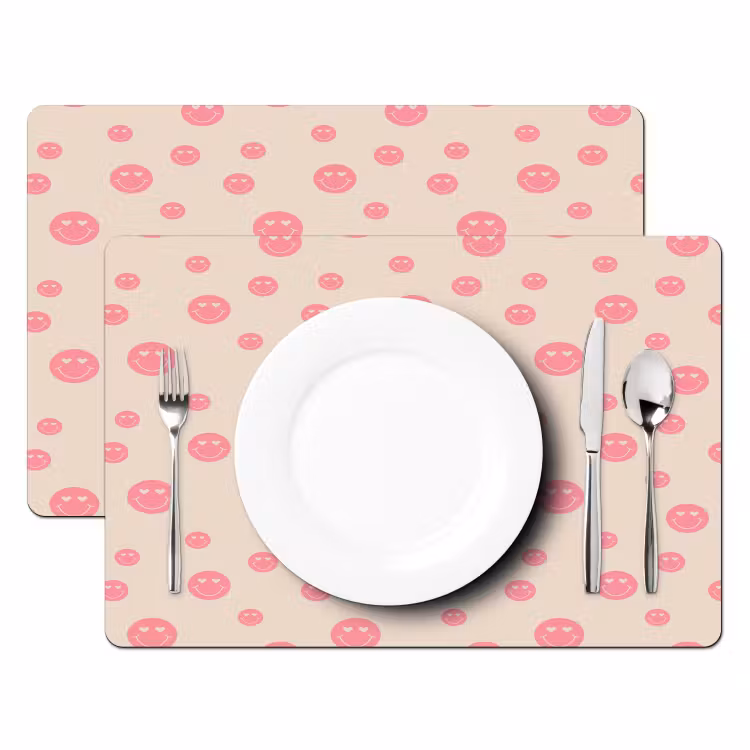 Placemat - 6 stuks - Smiley - Hart - Ogen - Patroon — 2